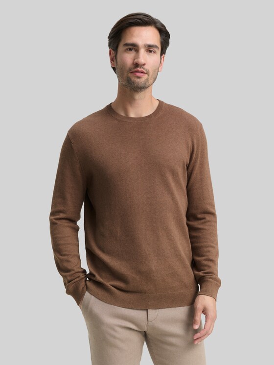 Knitted jumper with cashmere blend - dark taupe melange