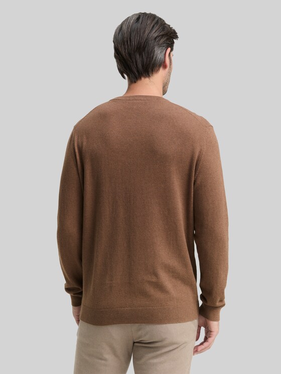 Knitted jumper with cashmere blend - dark taupe melange