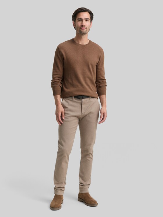 Knitted jumper with cashmere blend - dark taupe melange