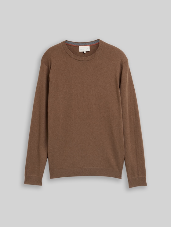 Knitted jumper with cashmere blend - dark taupe melange