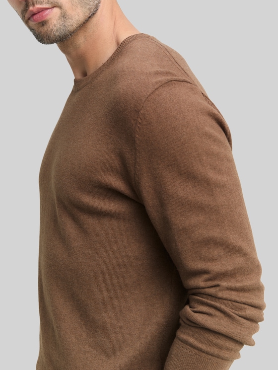 Knitted jumper with cashmere blend - dark taupe melange