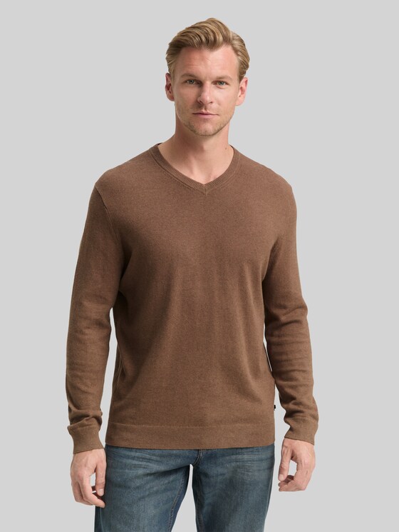 Knitted jumper with cashmere blend - dark taupe melange