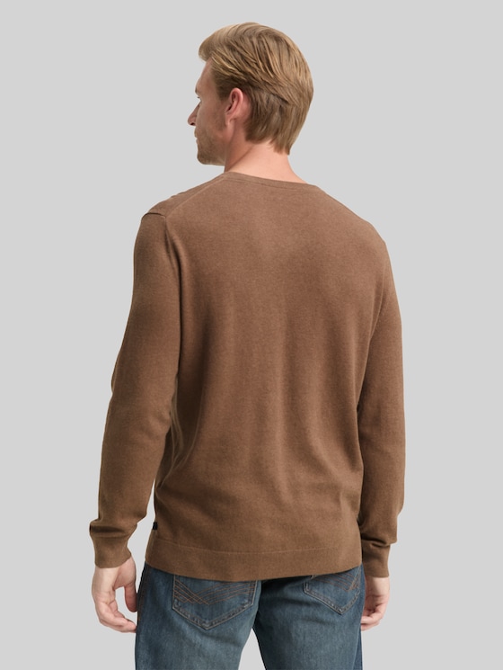 Knitted jumper with cashmere blend - dark taupe melange