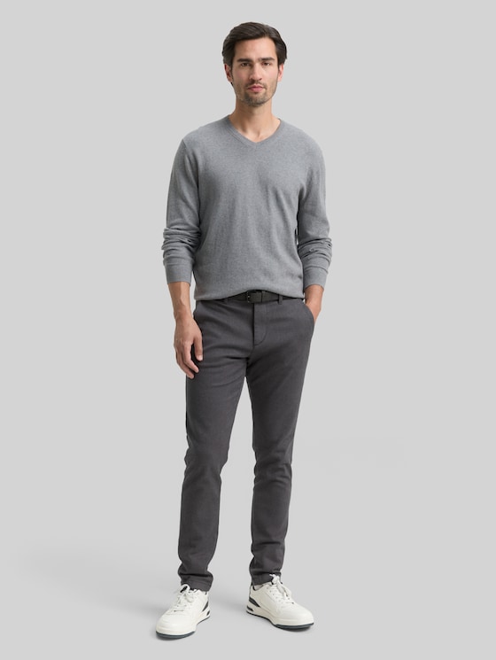 Knitted jumper with cashmere blend - classic dark grey melange