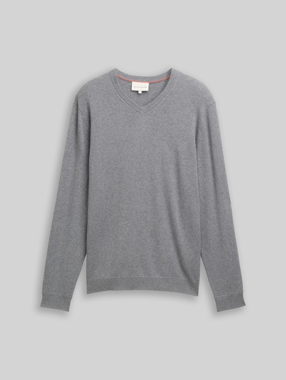 Knitted jumper with cashmere blend - classic dark grey melange