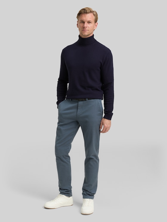 Turtleneck jumper with cashmere blend - Knitted Navy Melange