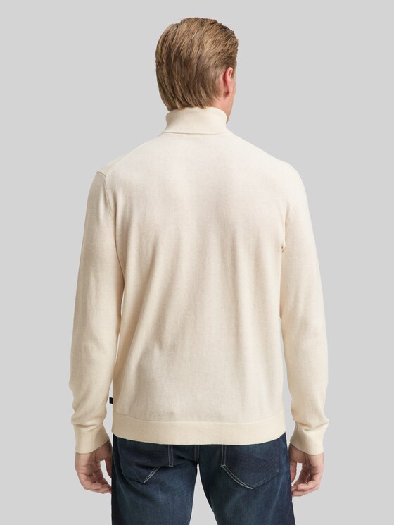 Turtleneck jumper with cashmere blend - soft buttercream melange