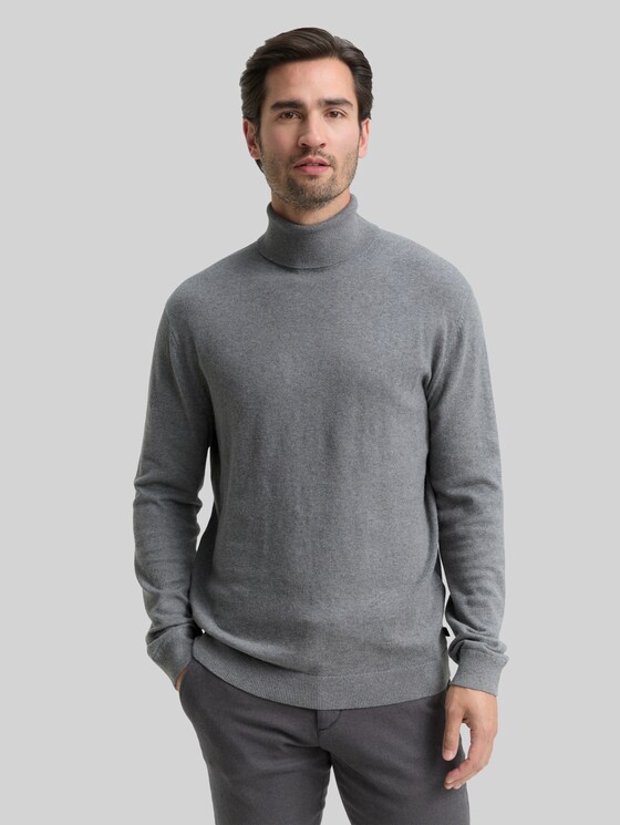 Turtleneck jumper with cashmere blend - classic dark grey melange