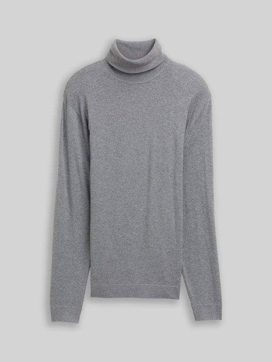 Turtleneck jumper with cashmere blend - classic dark grey melange