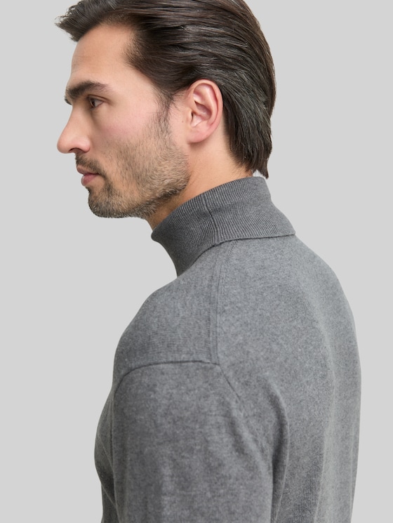 Turtleneck jumper with cashmere blend - classic dark grey melange