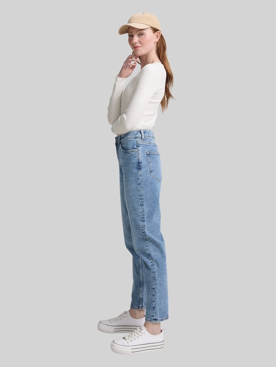 TTLINLEY MOM High-Waisted Ankle Jeans - Used Mid Stone Blue Denim
