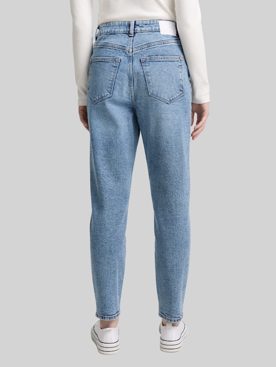 TTLINLEY MOM High-Waisted Ankle Jeans - Used Mid Stone Blue Denim