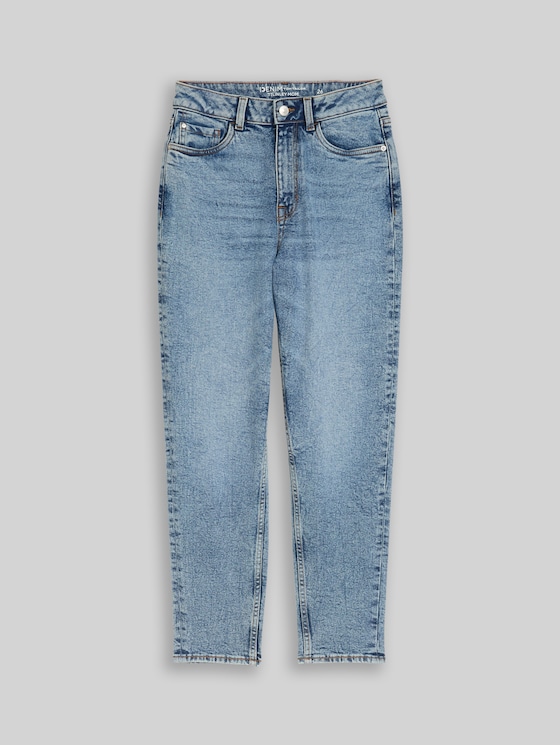 TTLINLEY MOM High-Waisted Ankle Jeans - Used Mid Stone Blue Denim