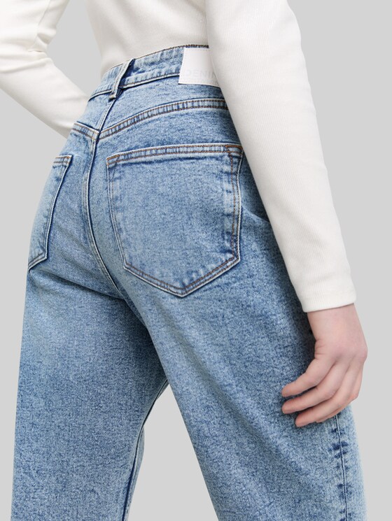 TTLINLEY MOM High-Waisted Ankle Jeans - Used Mid Stone Blue Denim