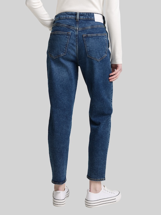 TTLINLEY MOM High-Waisted Ankle Jeans - Used Dark Stone Blue Denim