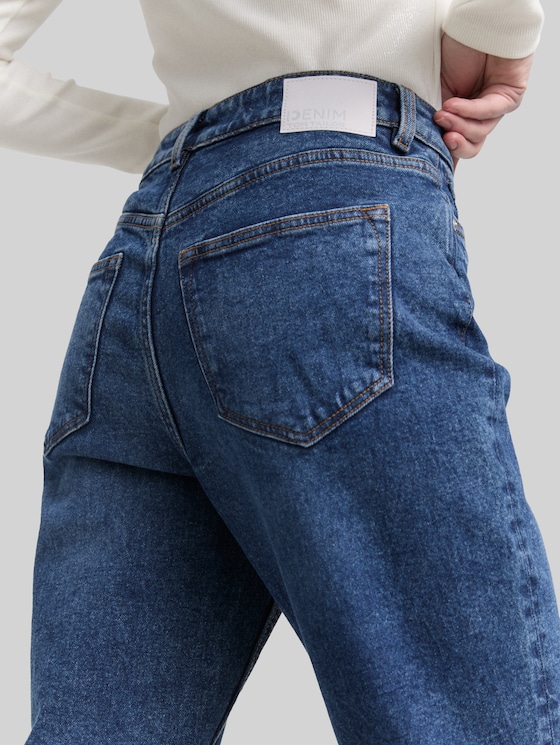 TTLINLEY MOM High-Waisted Ankle Jeans - Used Dark Stone Blue Denim