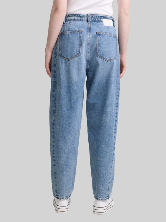 TTADEA BARREL jeans with belt - Used Mid Stone Blue Denim