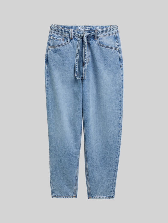 TTADEA BARREL jeans with belt - Used Mid Stone Blue Denim