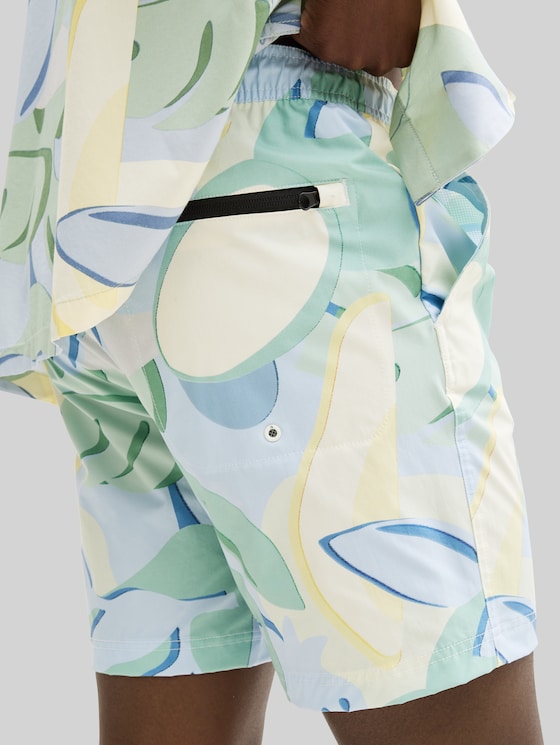 Swim shorts with print - colorful big tropical print
