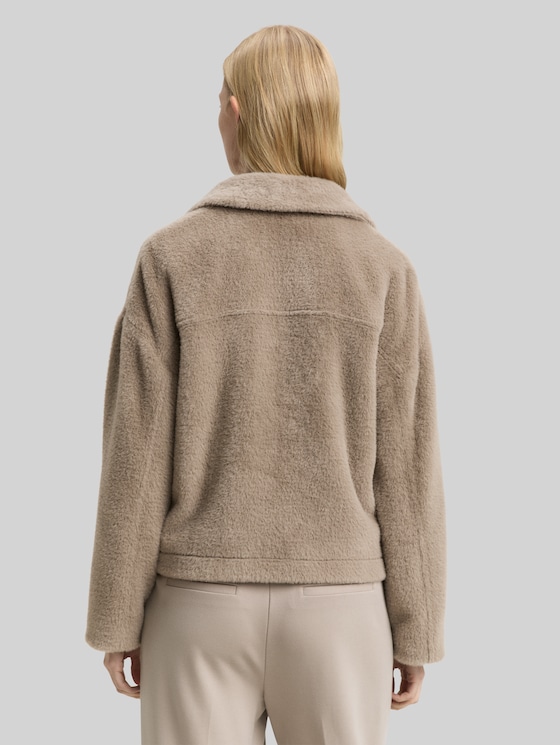 Teddy jacket with pockets - soft taupe grey
