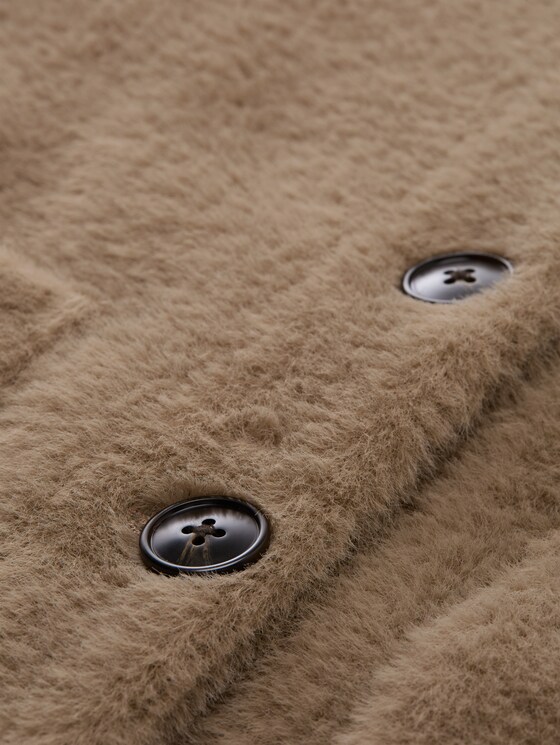 Teddy jacket with pockets - soft taupe grey