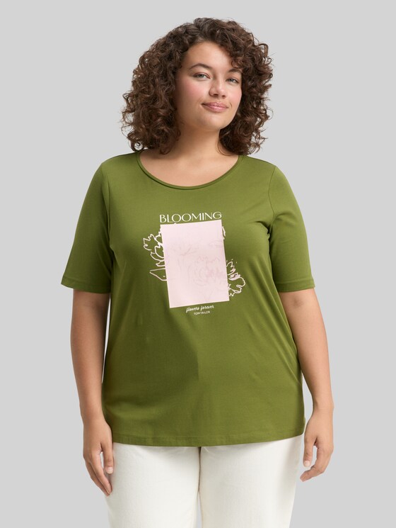 Plus - T-shirt with a print - deep ivy green