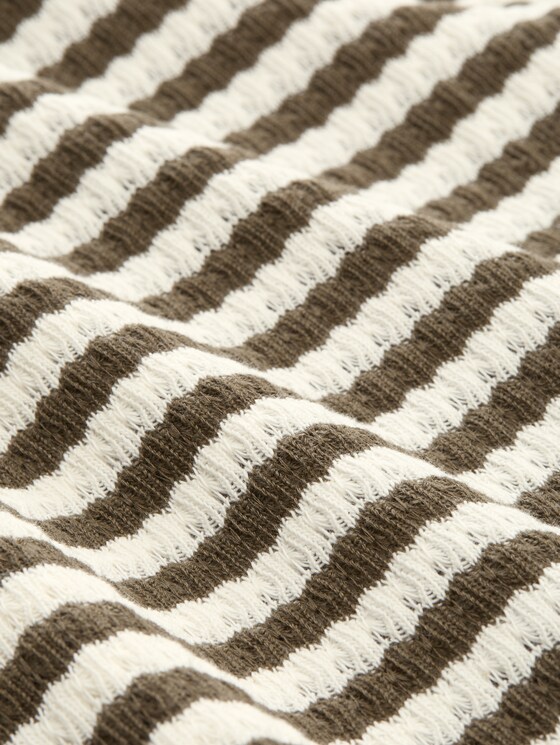 Wide-leg knitted trousers - olive white stripe