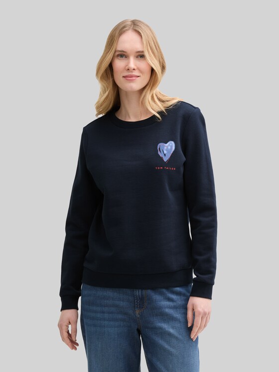 Loose fit sweatshirt with print - sky captain blue