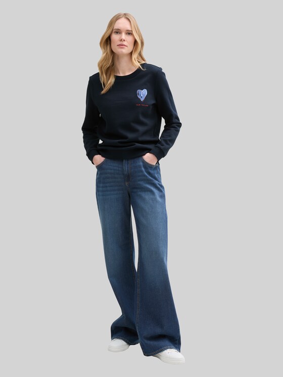 Loose fit sweatshirt with print - sky captain blue