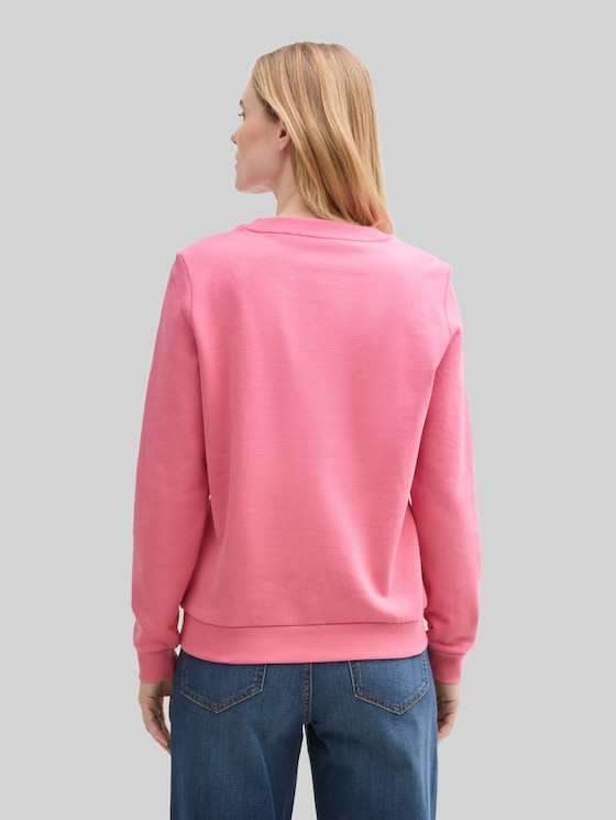 Loose fit sweatshirt with print - Bright Rose