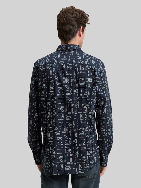 Slim fit shirt with stretch - navy irregular design