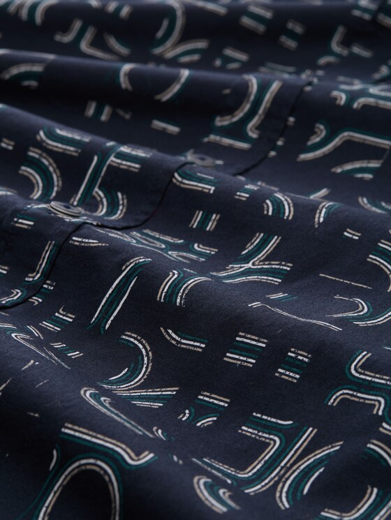 Slim fit shirt with stretch - navy irregular design