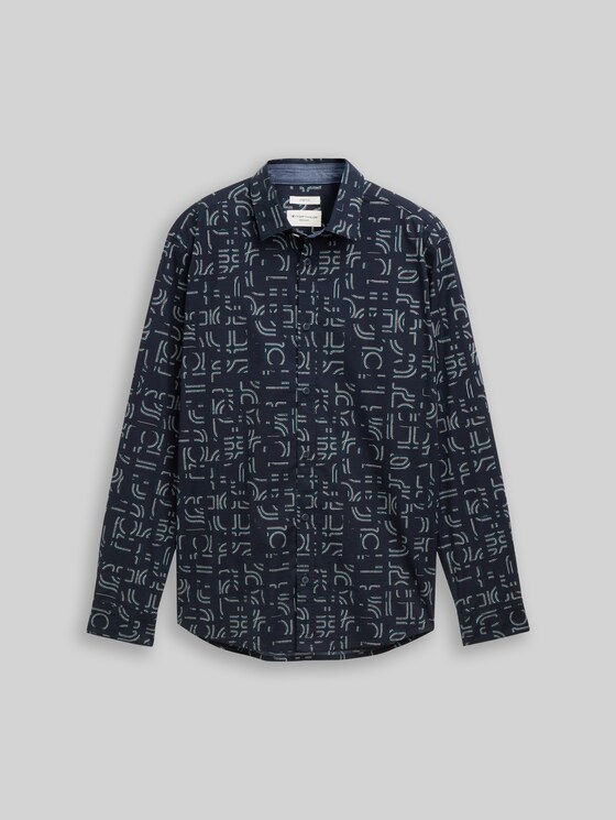 Slim fit shirt with stretch - navy irregular design