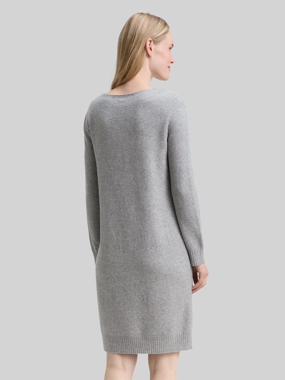 Knitted dress with a submarine neckline - medium silver grey melange