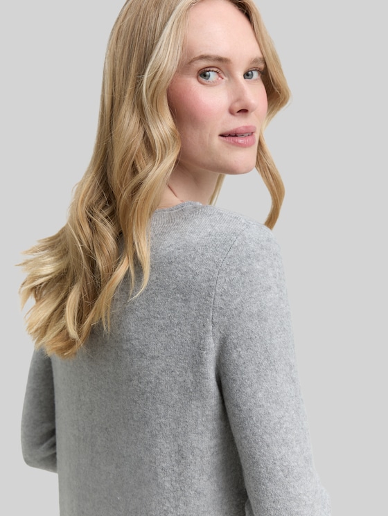Knitted dress with a submarine neckline - medium silver grey melange