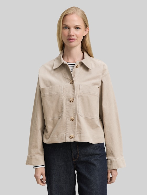 Oversize corduroy jacket - soft taupe grey