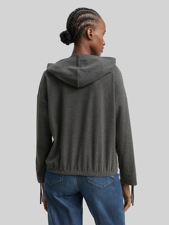 Loose fit long sleeve shirt with hood - Shale Grey Melange