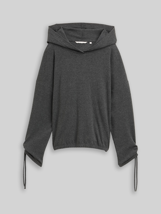 Loose fit long sleeve shirt with hood - Shale Grey Melange