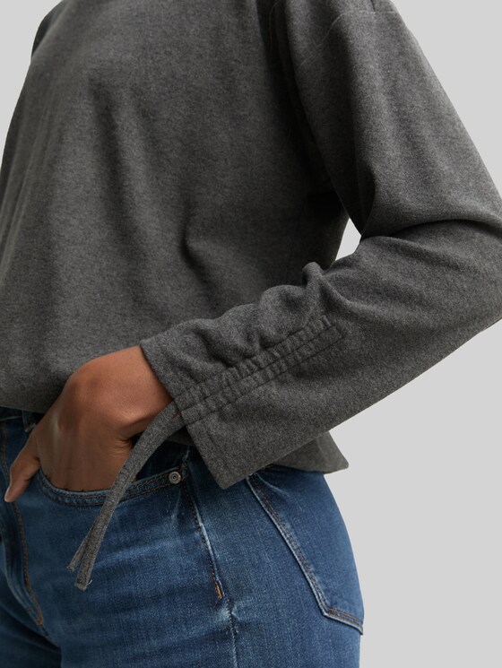 Loose fit long sleeve shirt with hood - Shale Grey Melange