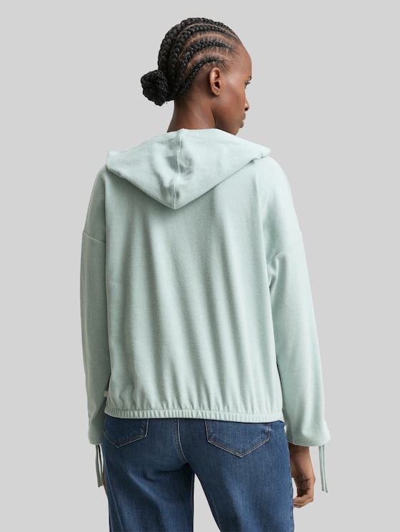 Loose fit long sleeve shirt with hood - Silver Cloud Blue Melange
