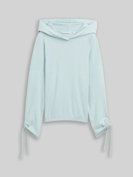 Loose fit long sleeve shirt with hood - Silver Cloud Blue Melange