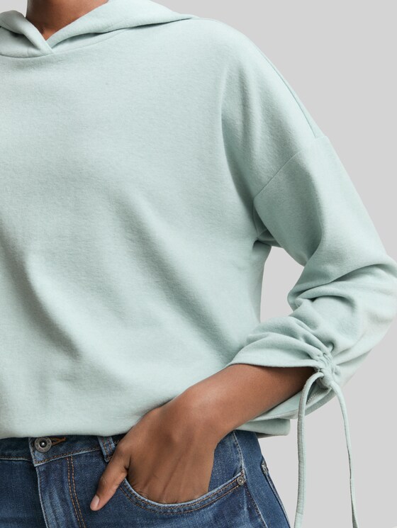 Loose fit long sleeve shirt with hood - Silver Cloud Blue Melange