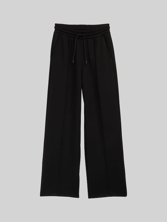 Straight-leg scuba trousers - deep black
