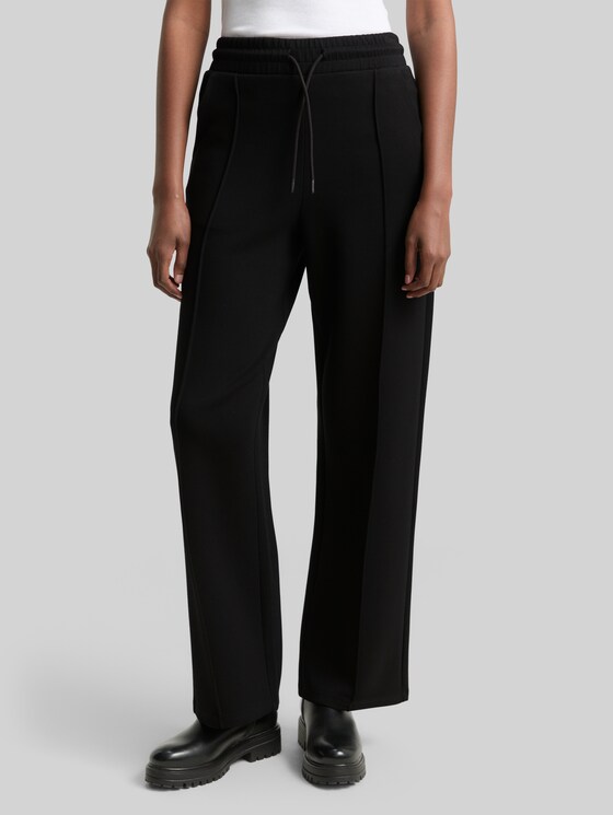 Straight-leg scuba trousers - deep black