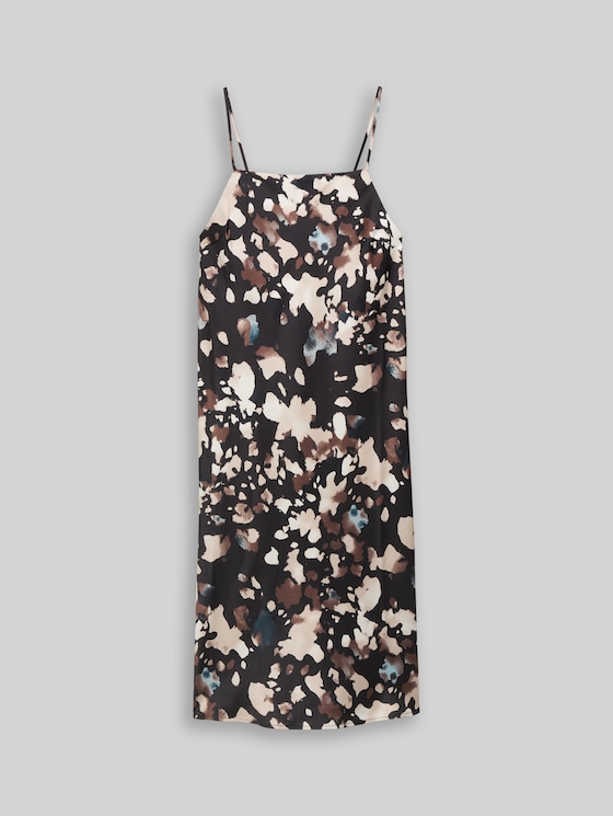 Satin midi dress with pattern - abstract print