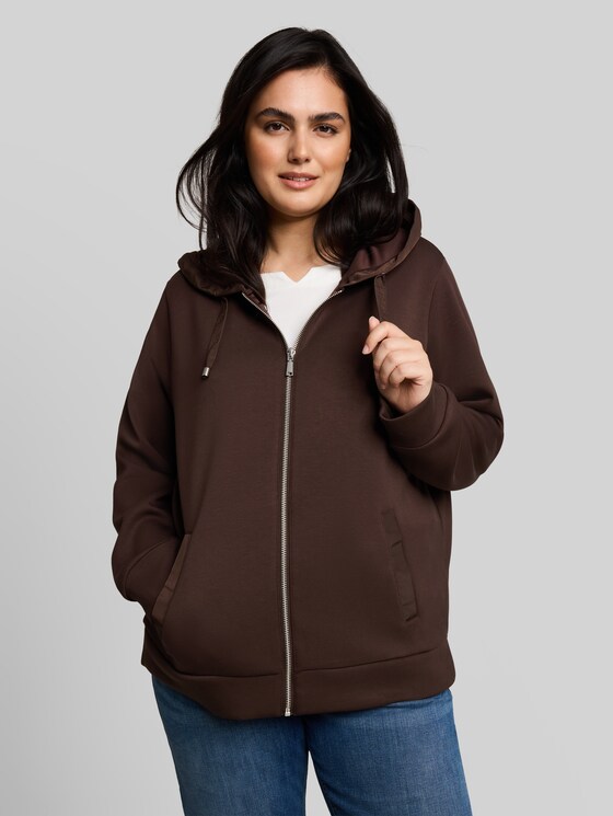 Plus Size - scuba hooded sweatshirt - java dark brown