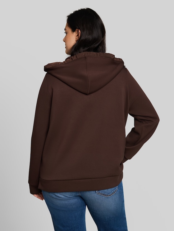 Plus Size - scuba hooded sweatshirt - java dark brown