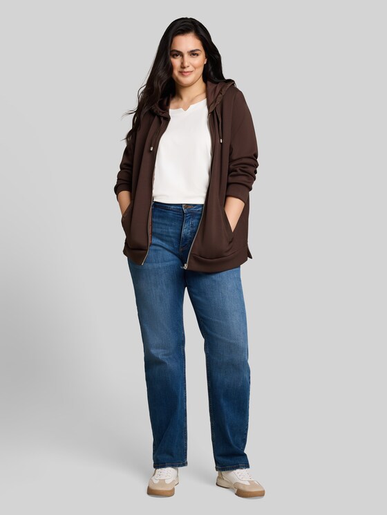 Plus Size - scuba hooded sweatshirt - java dark brown