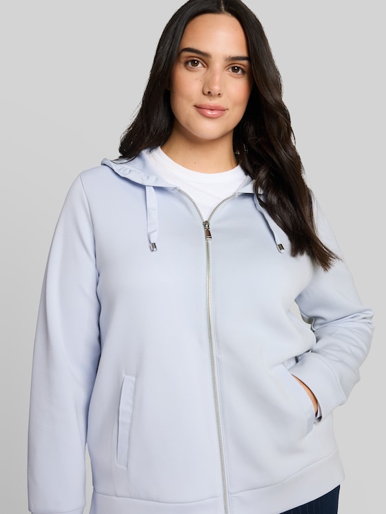 Plus Size - scuba hooded sweatshirt - soft dusty blue