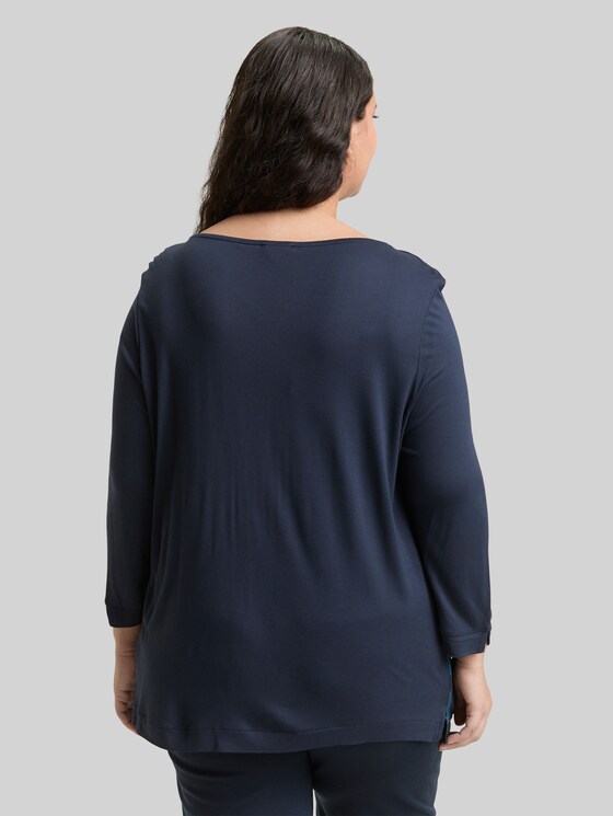 Plus Size - Long-sleeved shirt in a mix of materials - Lunar Eclipse